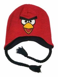 Kids Winter Beanie Angry Birds Trapper Hat Reversible Laplander Red Acrylic